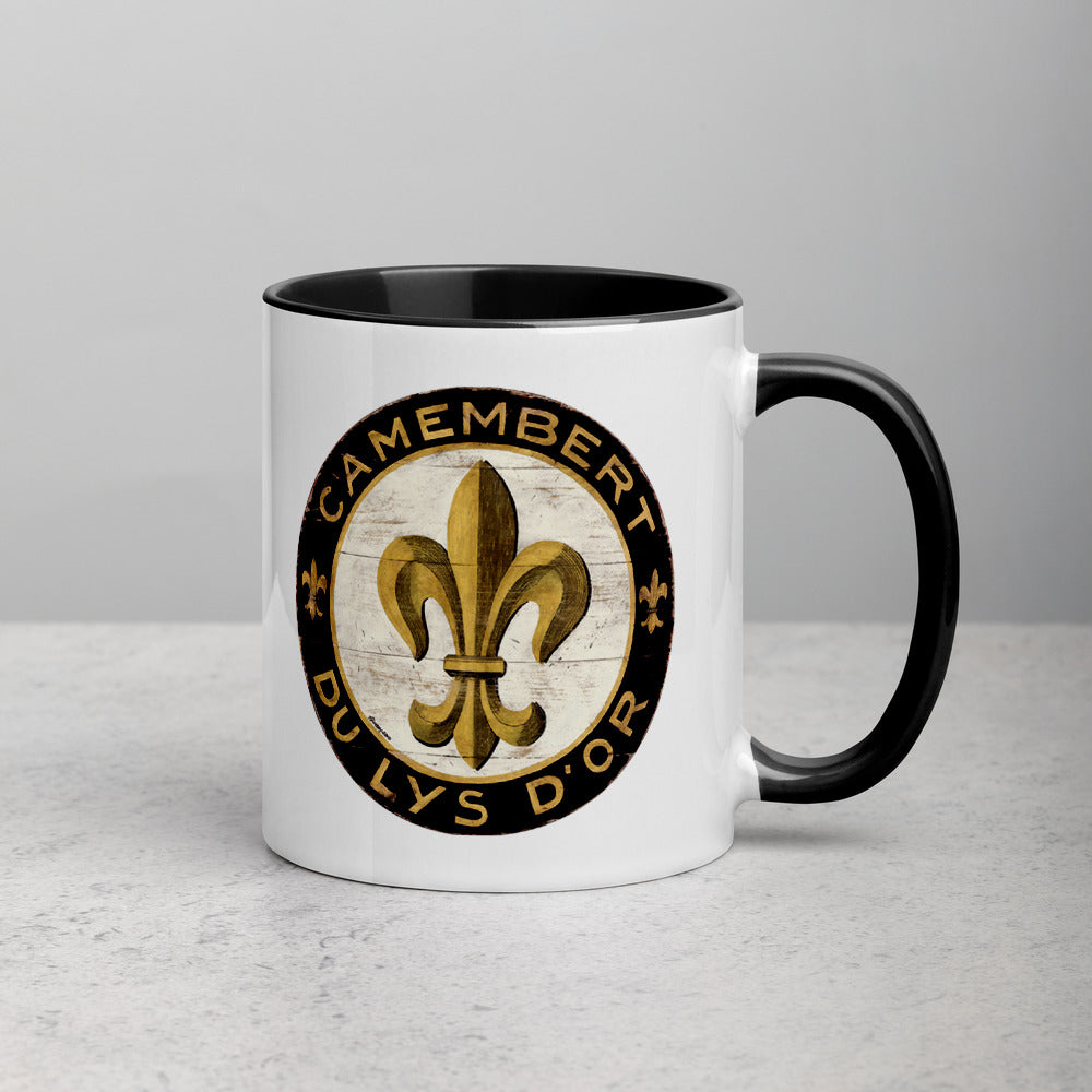 Black and Gold Fleur Mug with Color Inside