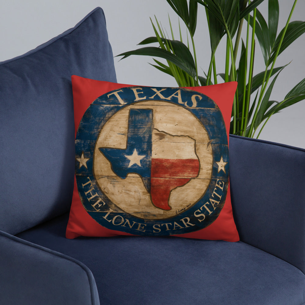Texas Throw Pillow on Red 18 x 18