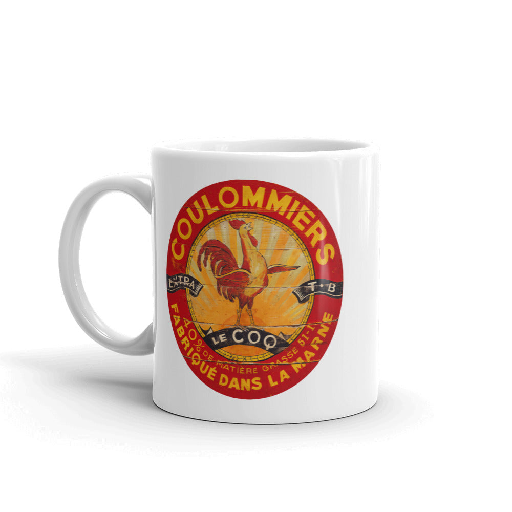 Red and Yellow Rooster White Glossy Mug