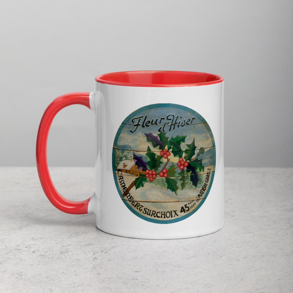 Winter Holly Mug with Color Inside