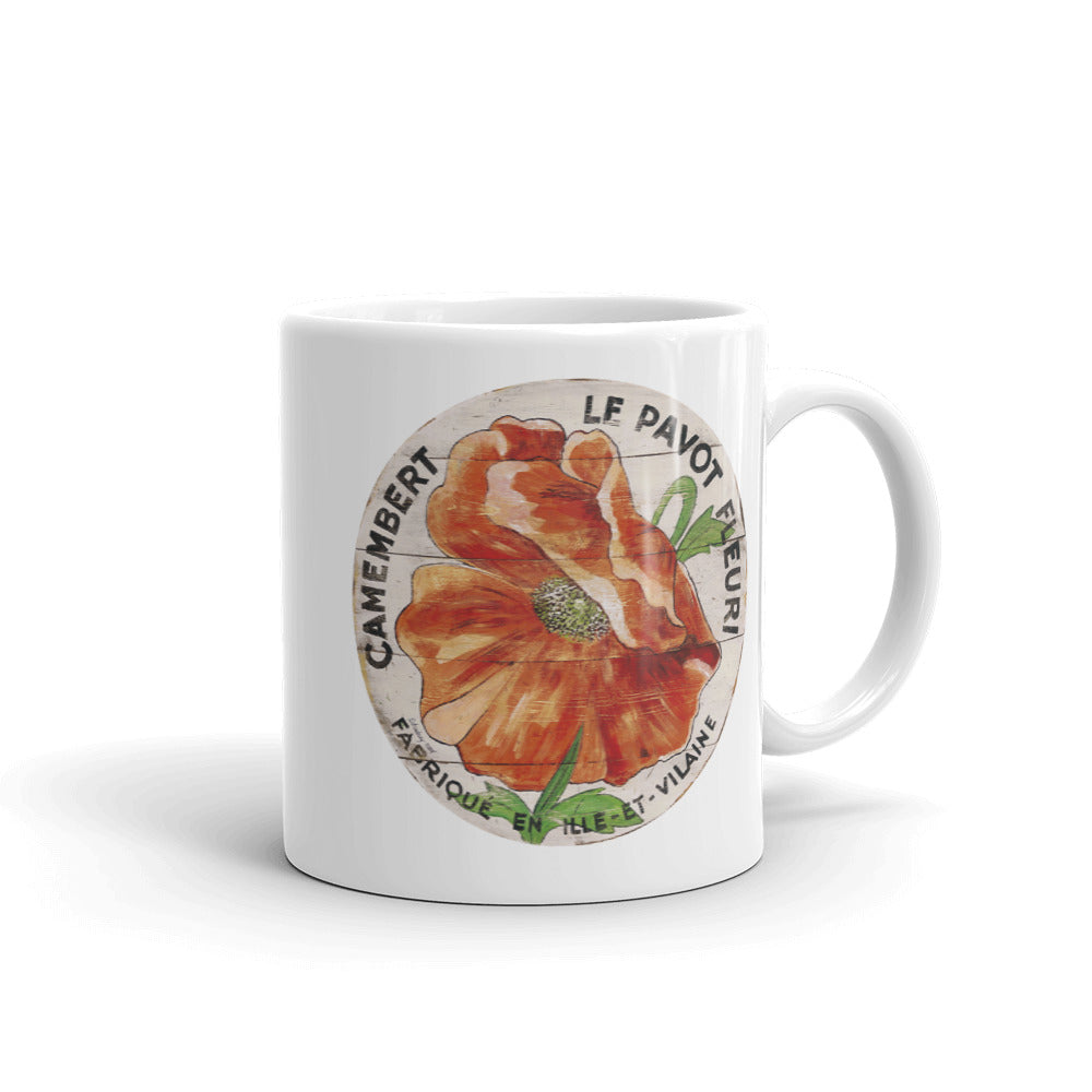 Orange Poppy White Glossy Mug