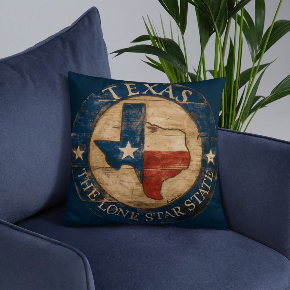 Texas Throw Pillow on Blue 18 x 18