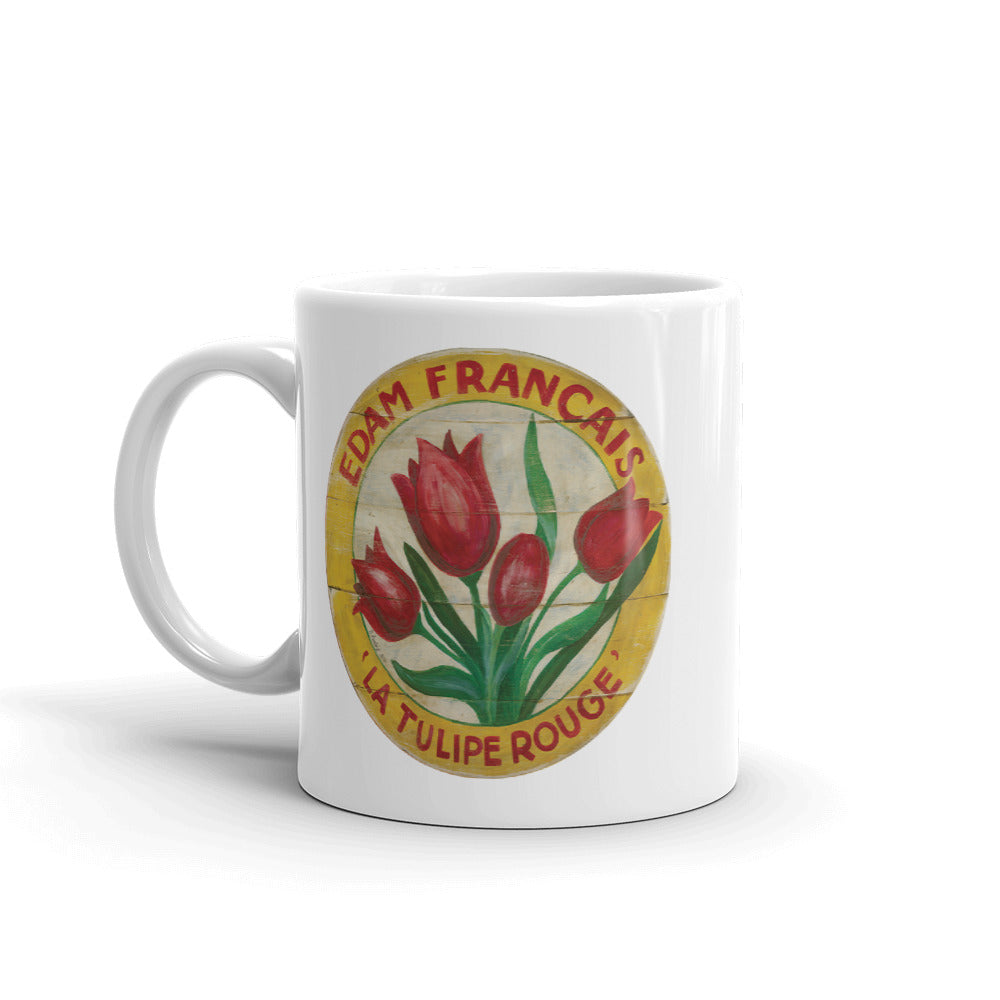 Red Tulip White Glossy Mug