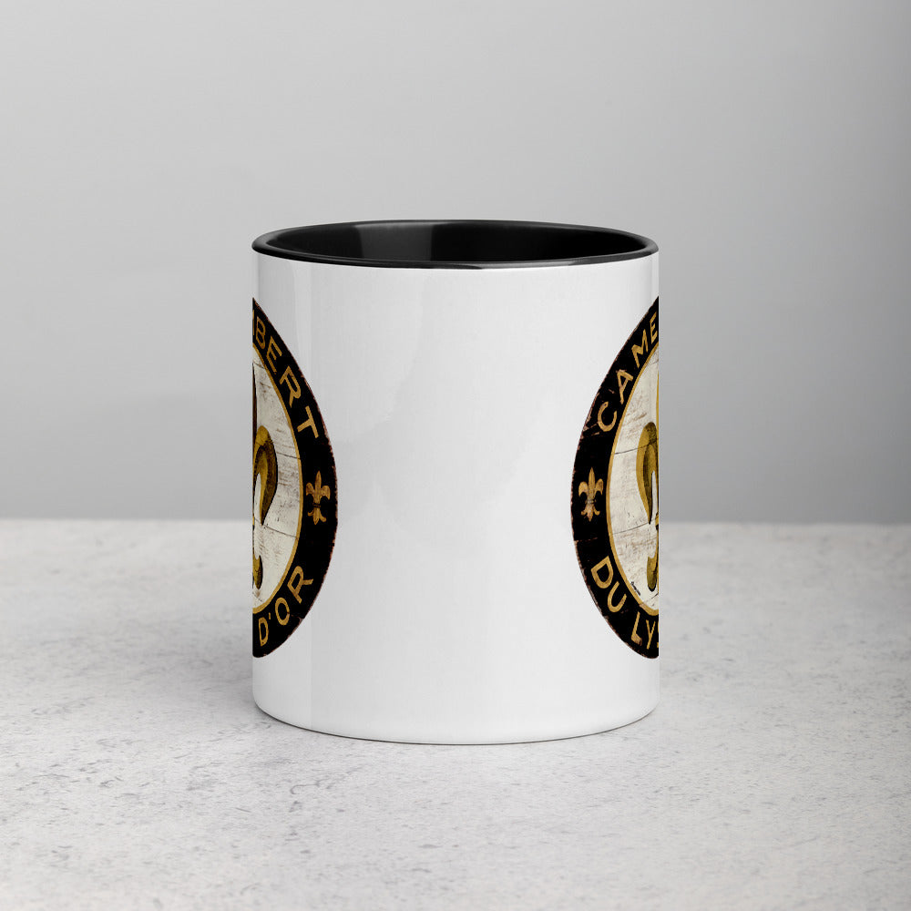 Black and Gold Fleur Mug with Color Inside
