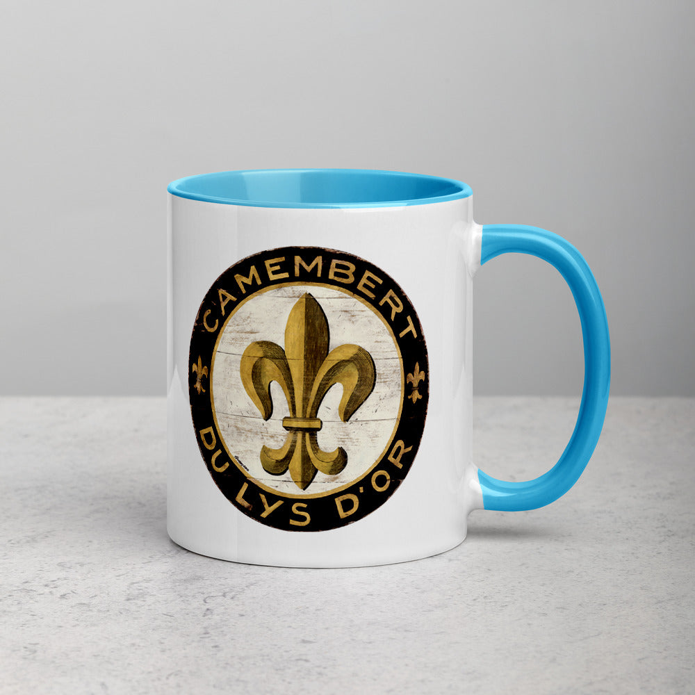 Black and Gold Fleur Mug with Color Inside