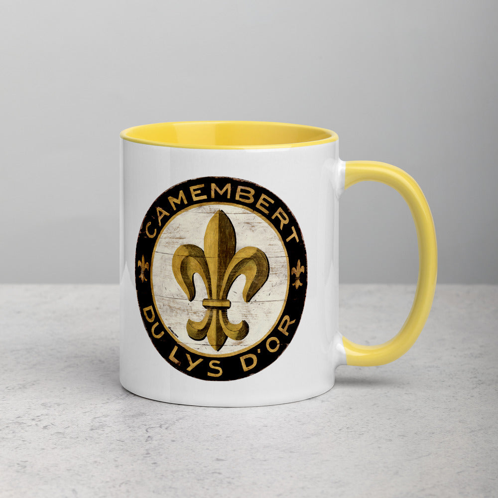 Black and Gold Fleur Mug with Color Inside