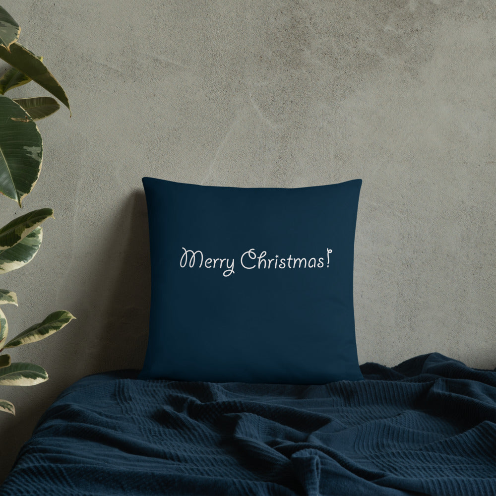 Christmas Star Throw Pillow on Blue 18 x 18