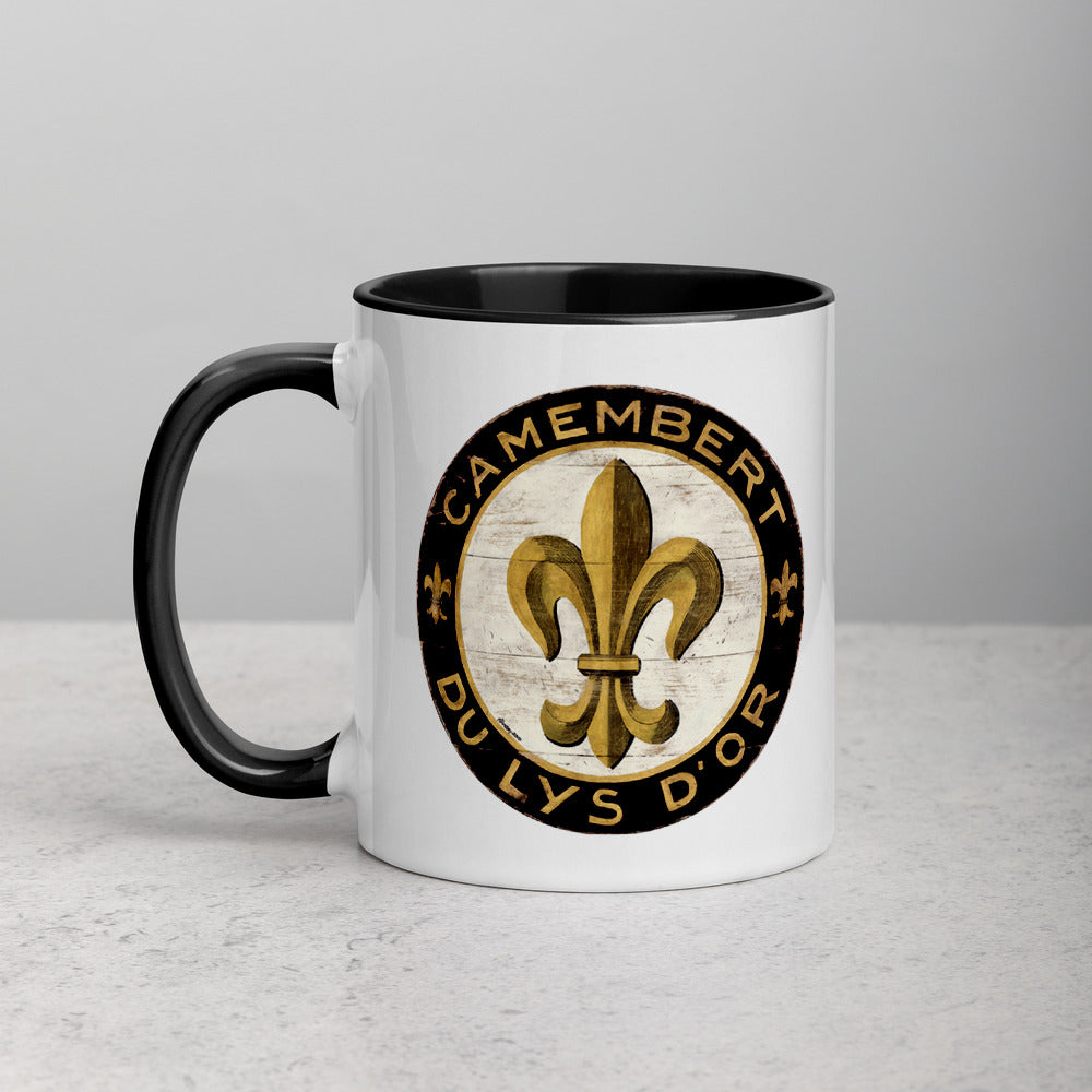 Black and Gold Fleur Mug with Color Inside