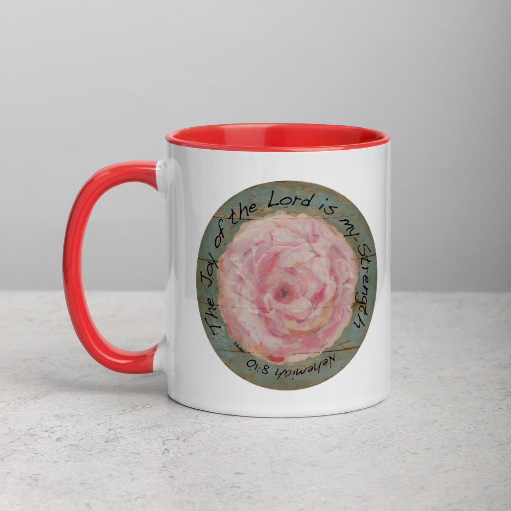Pink Flower Joy Mug with Color Inside