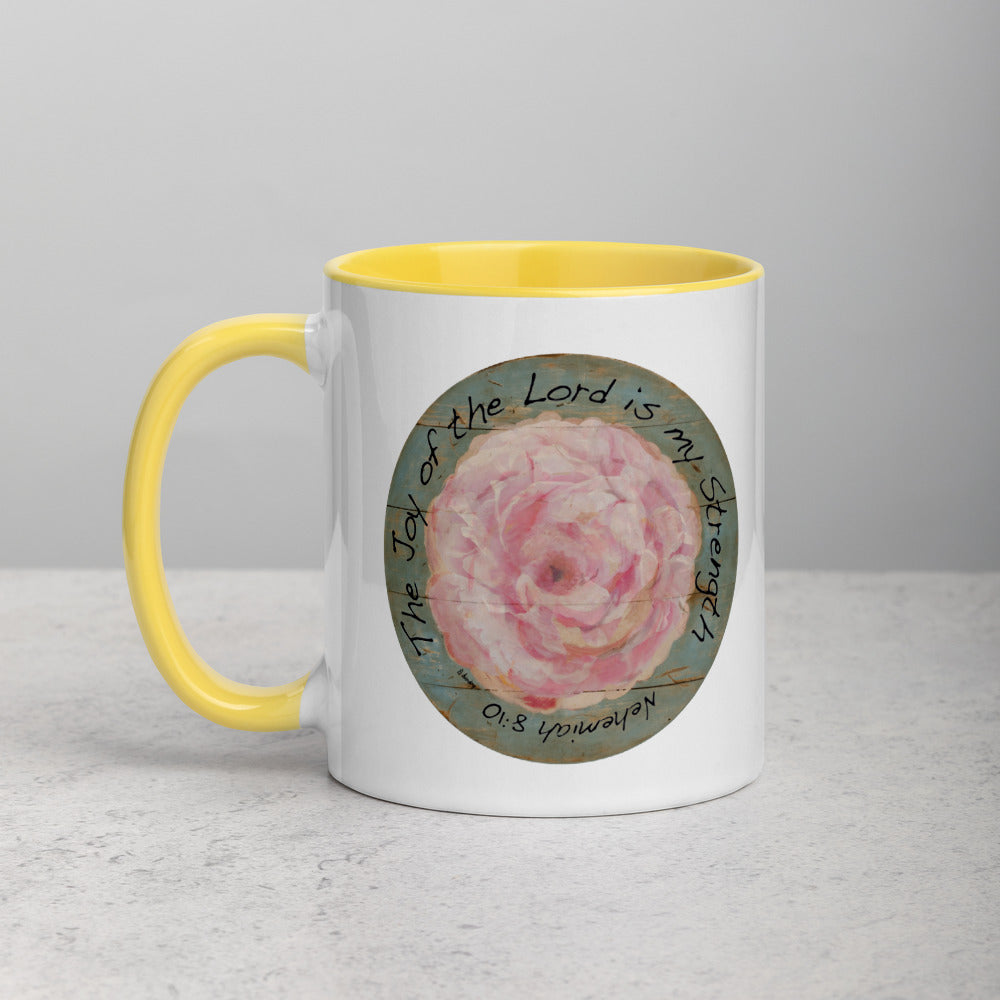Pink Flower Joy Mug with Color Inside