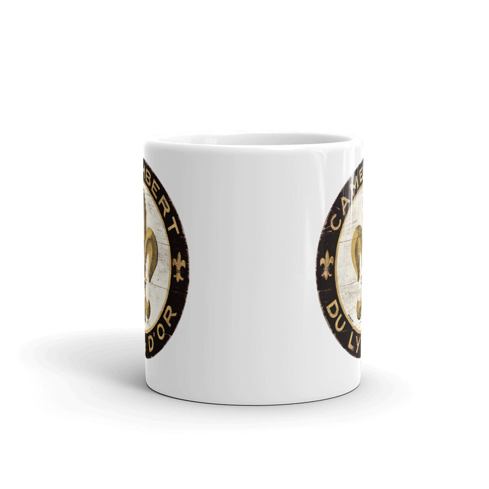 Black and Gold Fleur White Glossy Mug