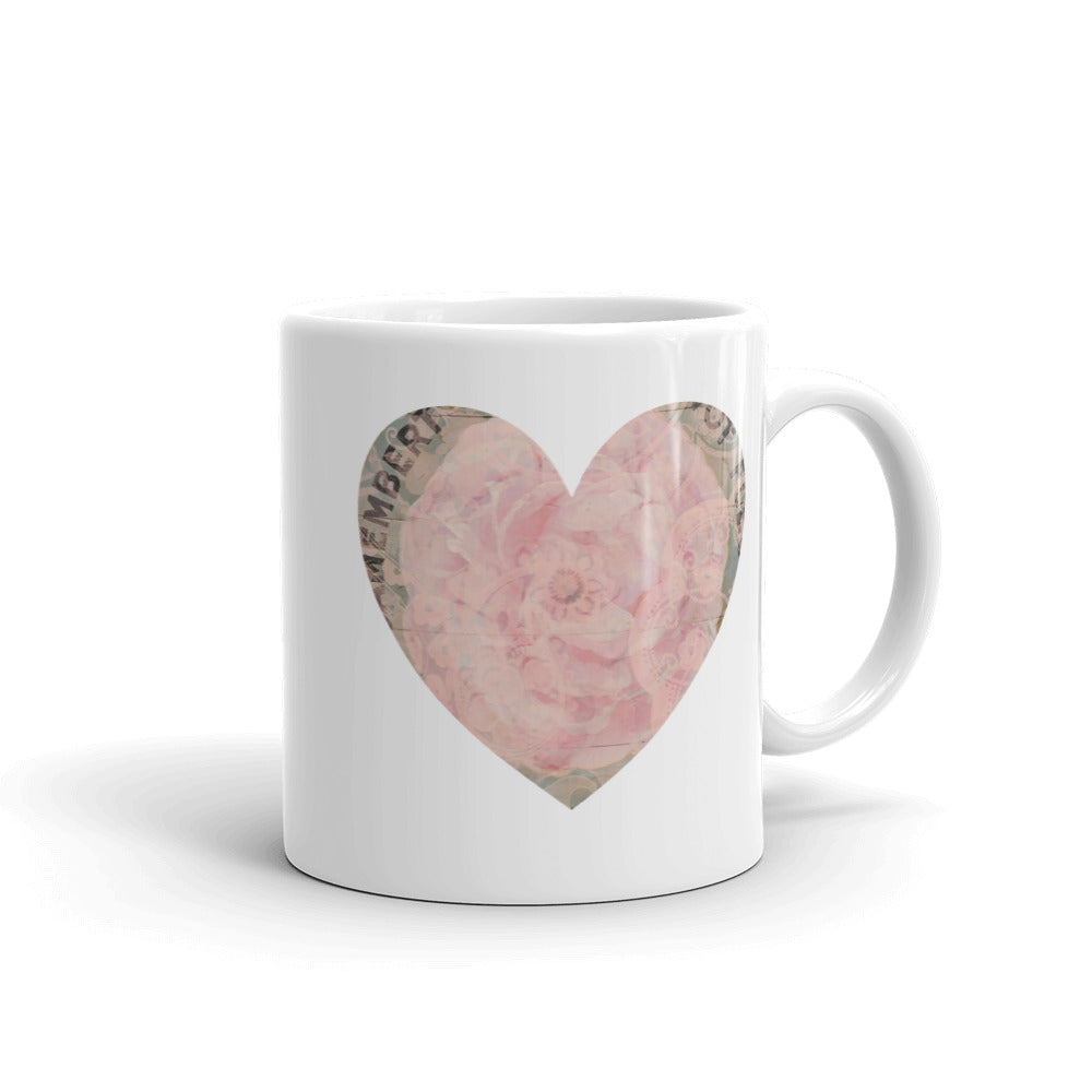 Heart Mug with our Pink Flower Art