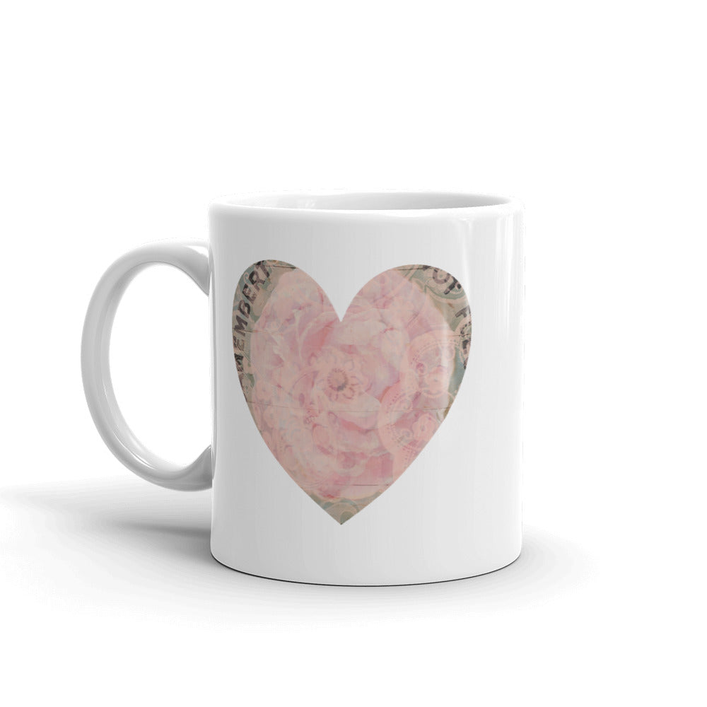 Heart Mug with our Pink Flower Art