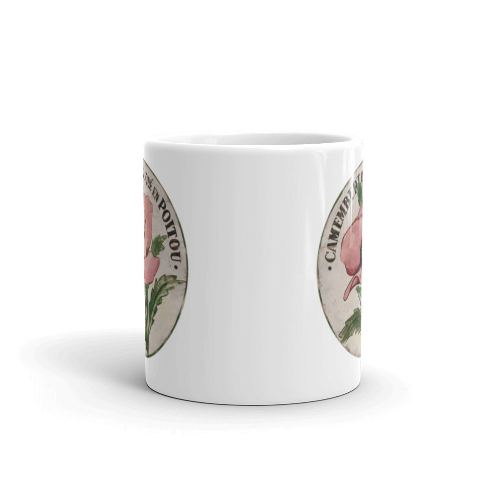 Light Pink Poppy Stem White Glossy Mug