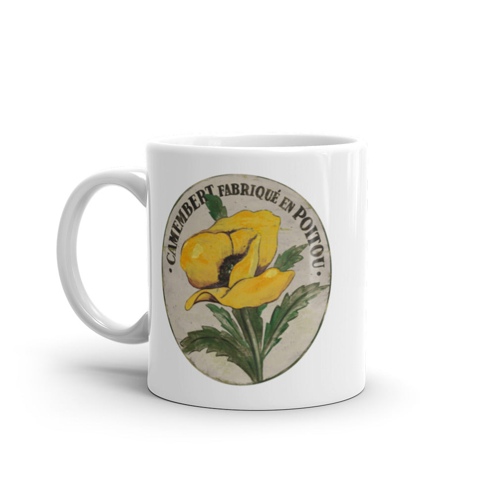 Yellow Poppy Stem White Glossy Mug