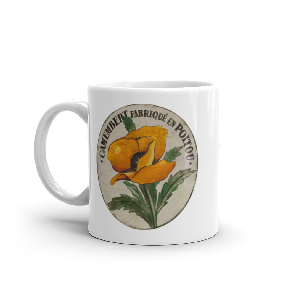 Orange Poppy Stem White Glossy Mug