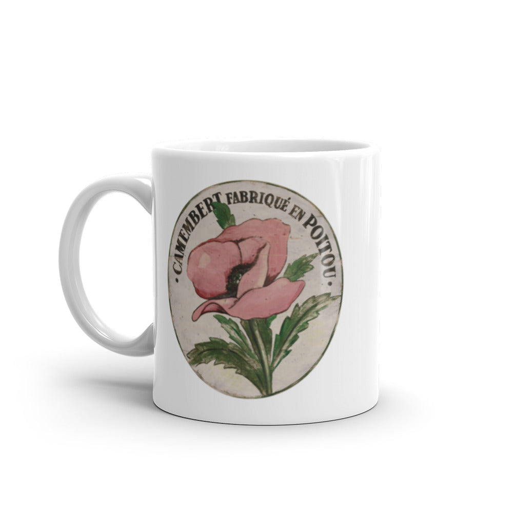 Light Pink Poppy Stem White Glossy Mug