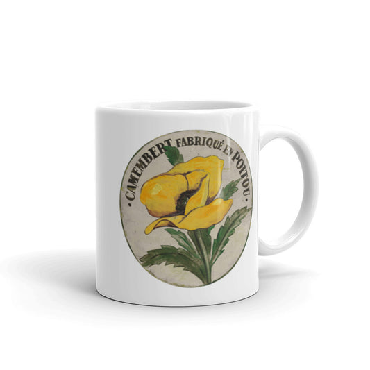 Yellow Poppy Stem White Glossy Mug