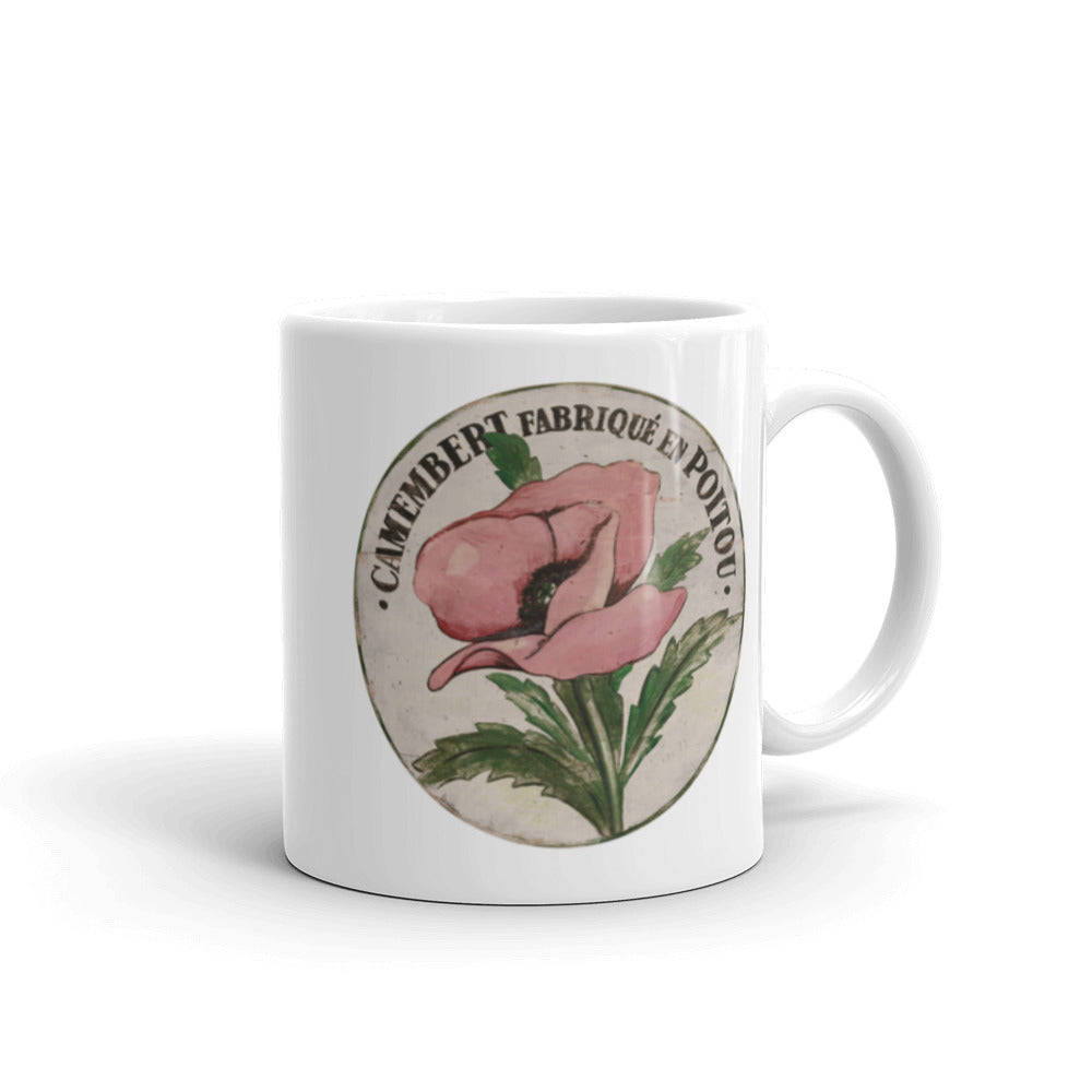 Light Pink Poppy Stem White Glossy Mug